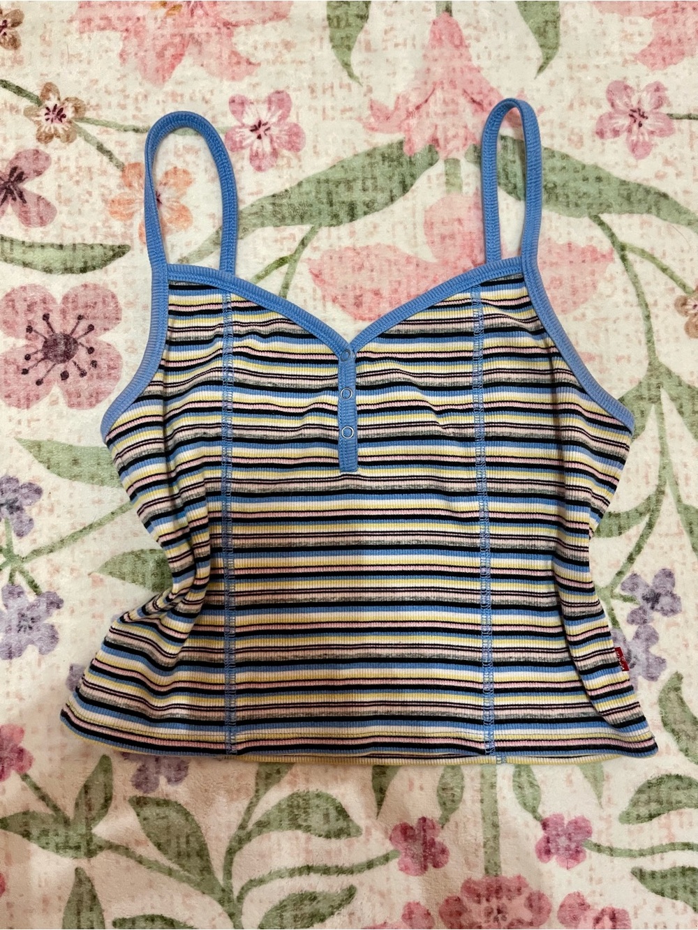 Levi's Striped Ribbed Tank with Blue Trim